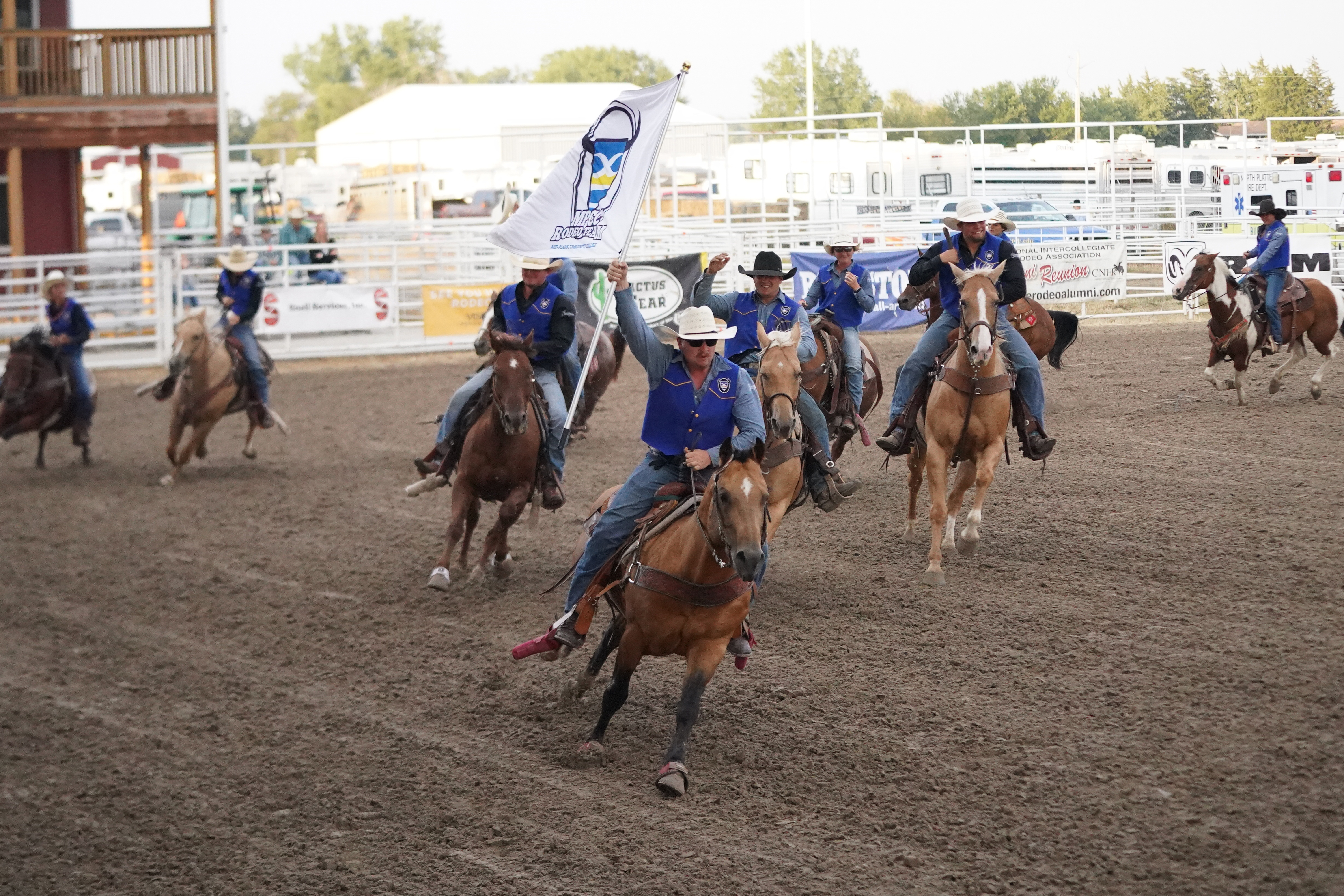 Mid-Plains Community College Rodeo Team enters the arena at the MPCC Stampede in September. 