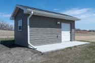 Photo of the backyard shed at the project house at 2121 Iron Eagle Court in North Platte.