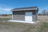 Photo of the backyard shed at the project house at 2121 Iron Eagle Court in North Platte.