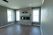 Photo of the fireplace in the project house at 2121 Iron Eagle Court in North Platte.