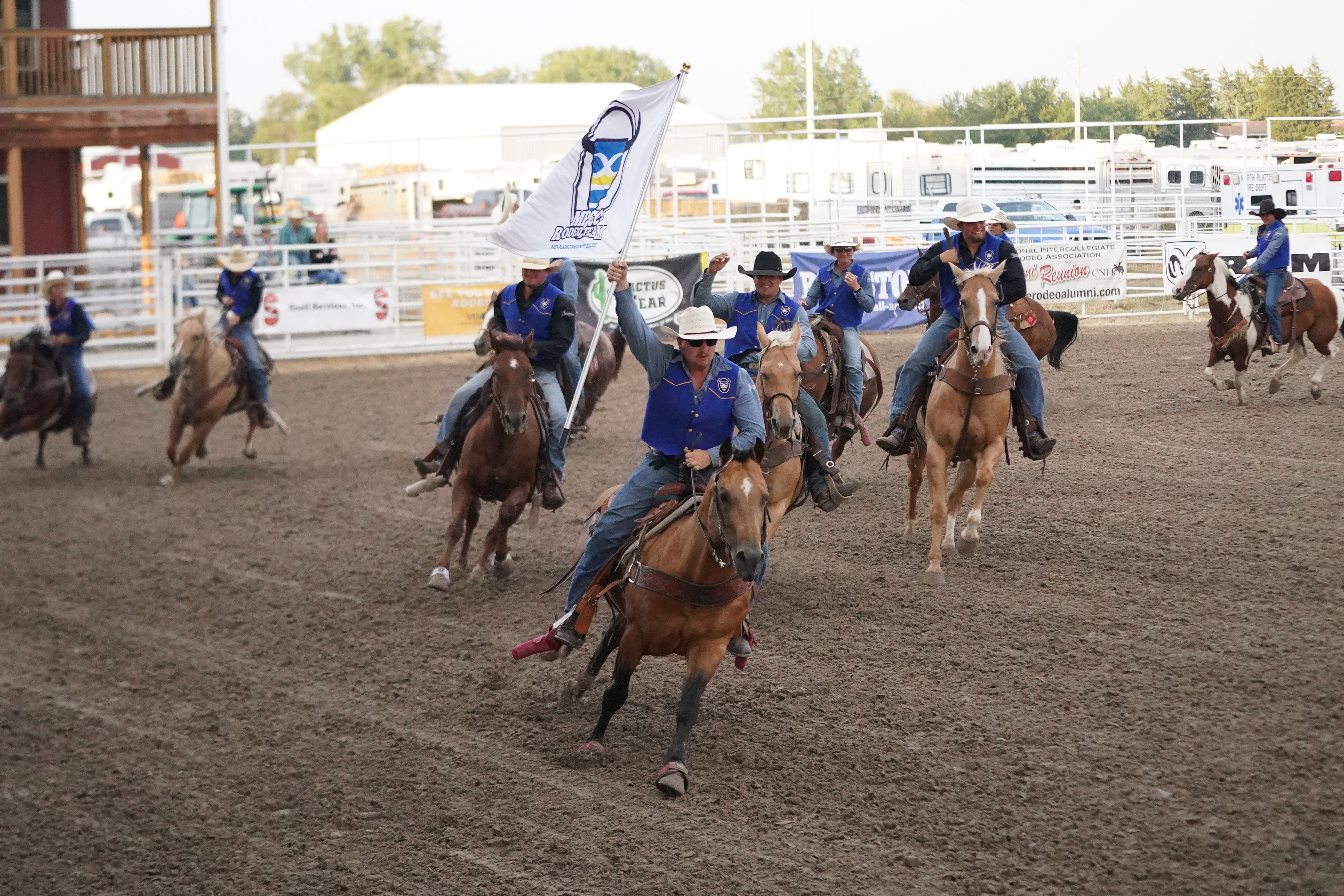 Mid-Plains Community College Rodeo Team enters the arena at the MPCC Stampede in September.