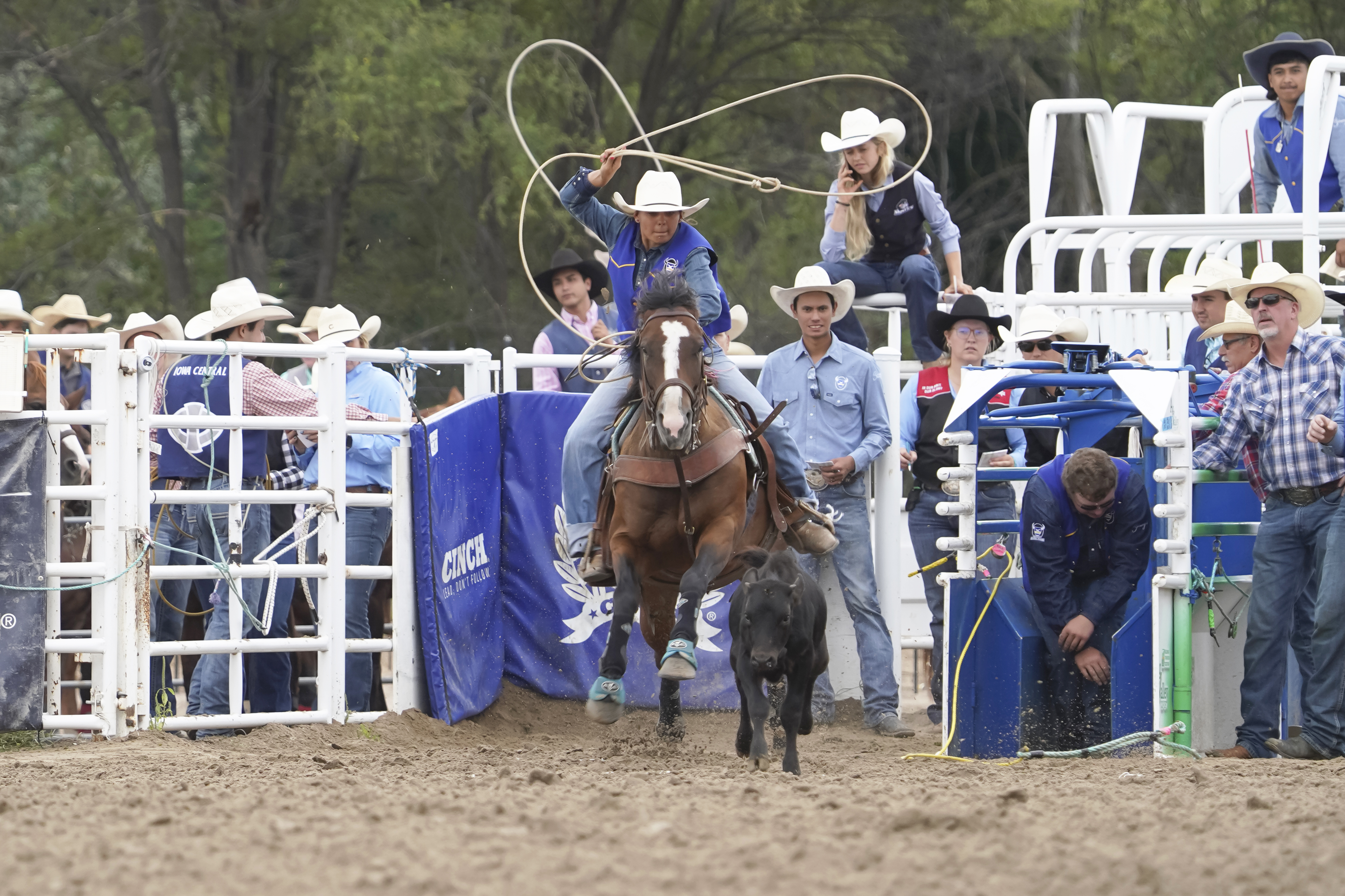 Sage Glinn competes in the breakaway roping event at the Mid-Plains Community College Stampede in September. (Photo by Jen Fuller, Mid-Plains Community College)
