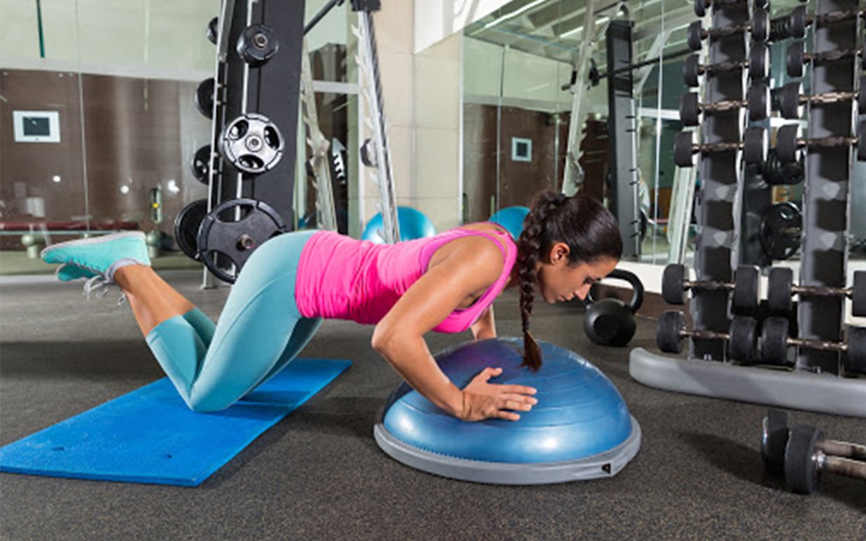 Training on the Bosu apparatus