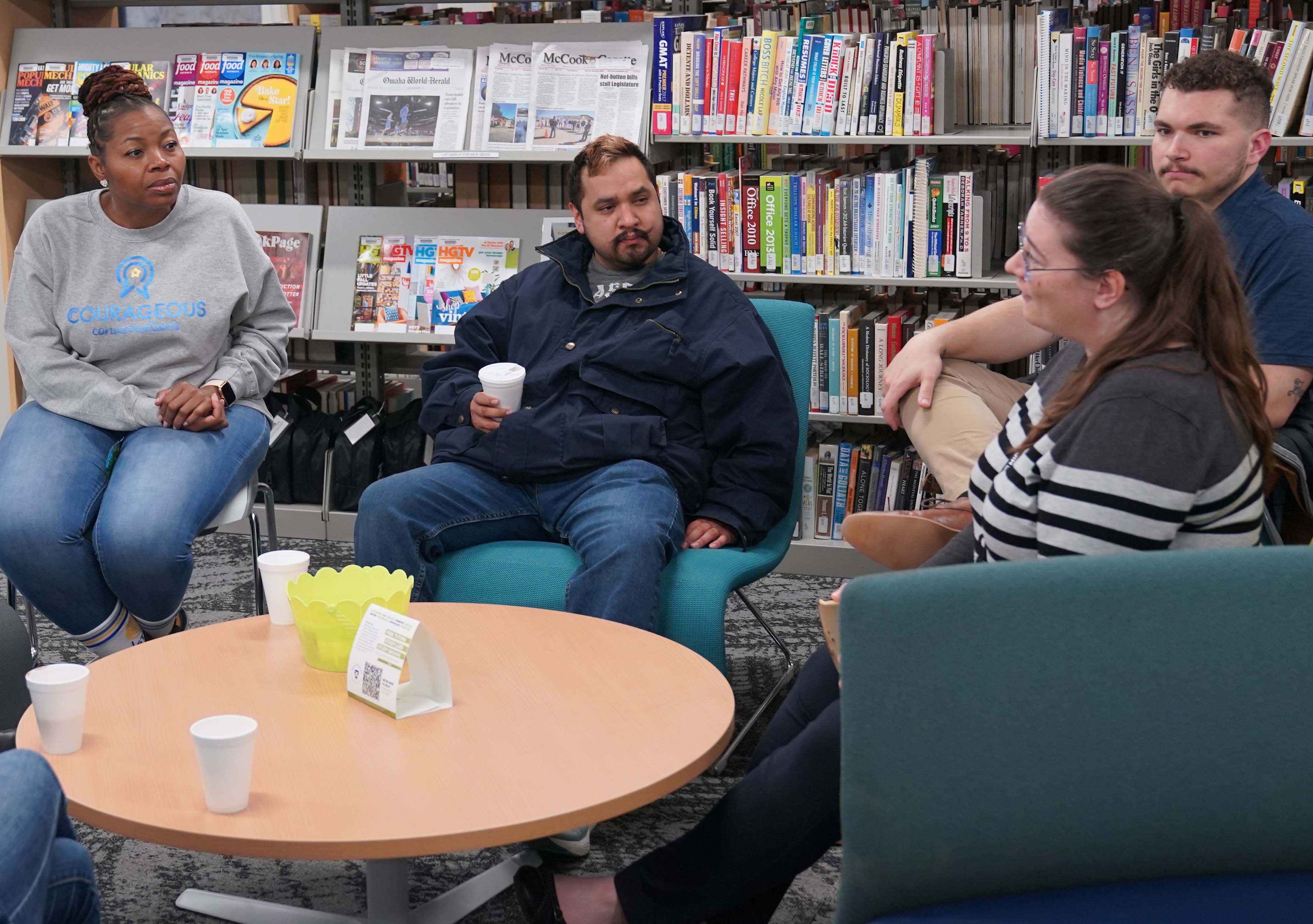 Denise TrimbleSmith meets with McCook Community College students and staff.