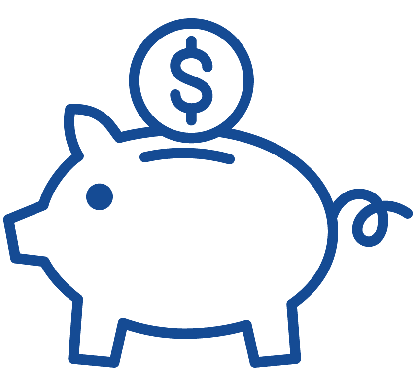 Piggy bank icon to serve as identifier for funding dollars
