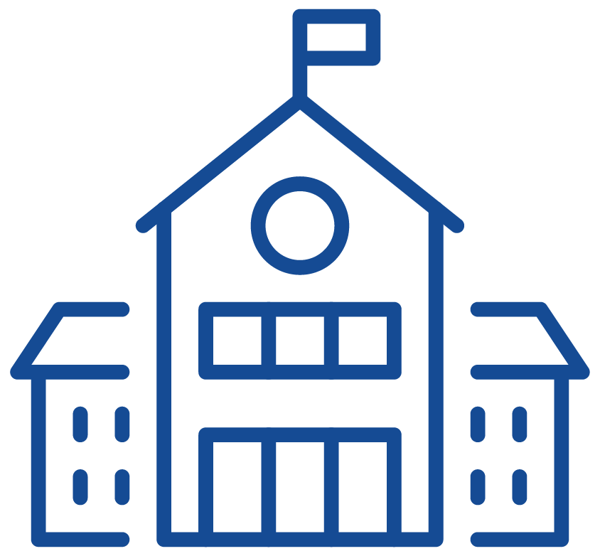 School icon to indentify how many communities served